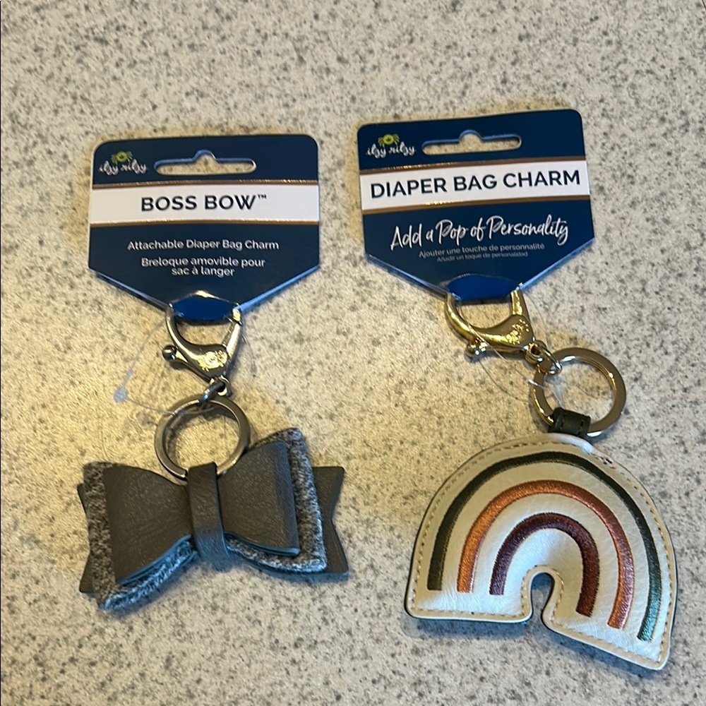 Itzy Ritzy - Gray Bow and Rainbow Diaper Bag Charms
